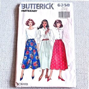Butterick 6358 Pleated Midi Skirt 12-14-16 90s Ralph Lauren Countryside Inspired